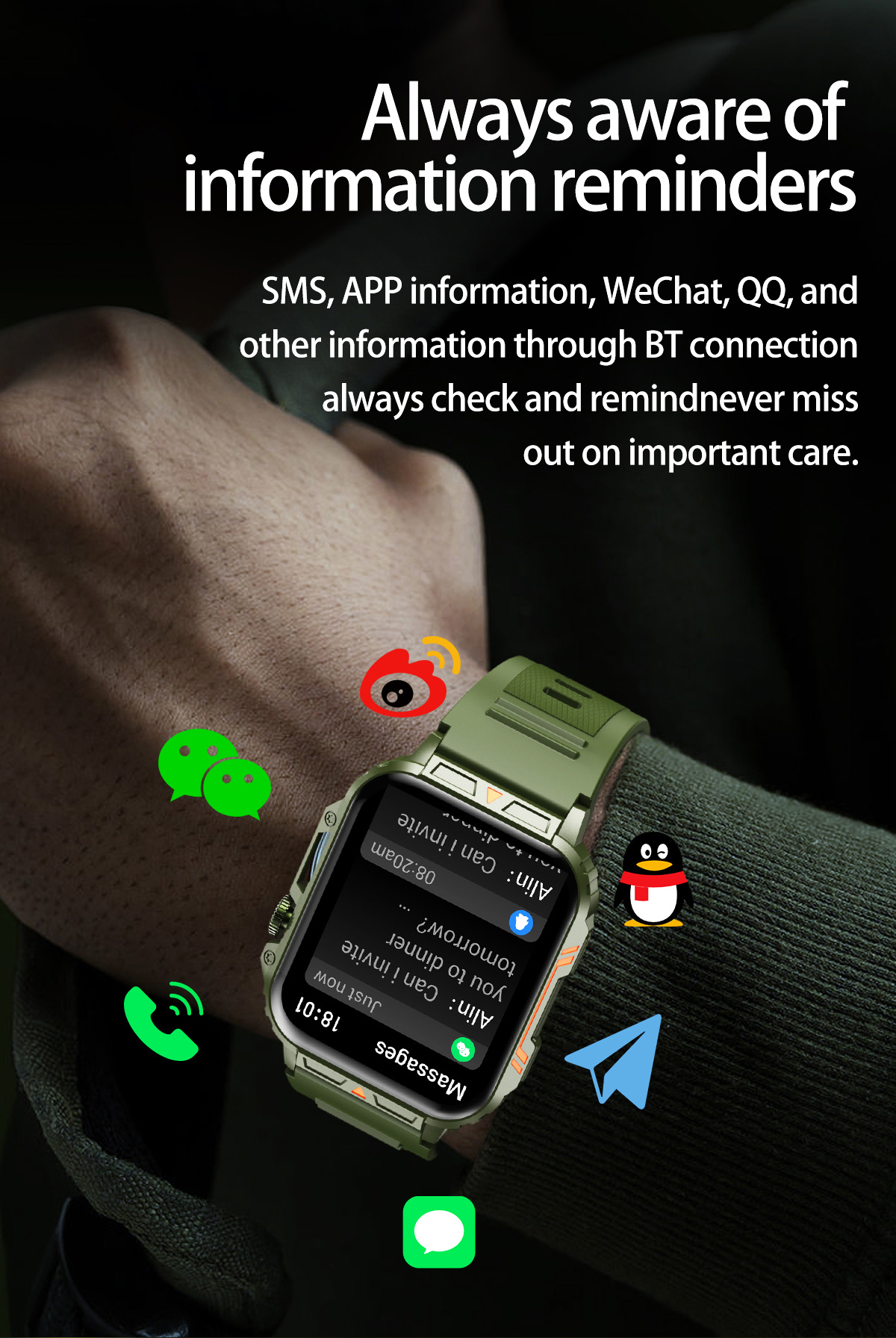 Reloj inteligente militar para - Smartwatch Face reseña y precio